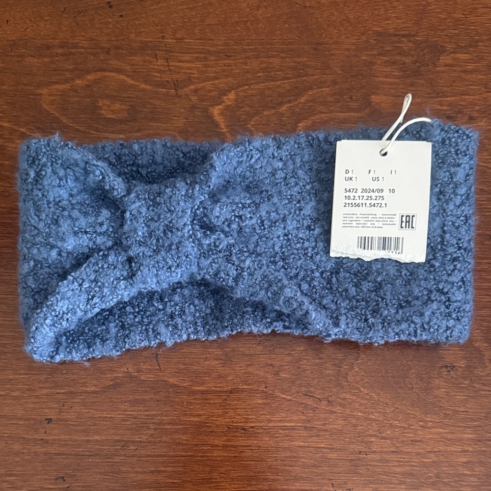 Women's Blue Knit Bow Headband OS NWT